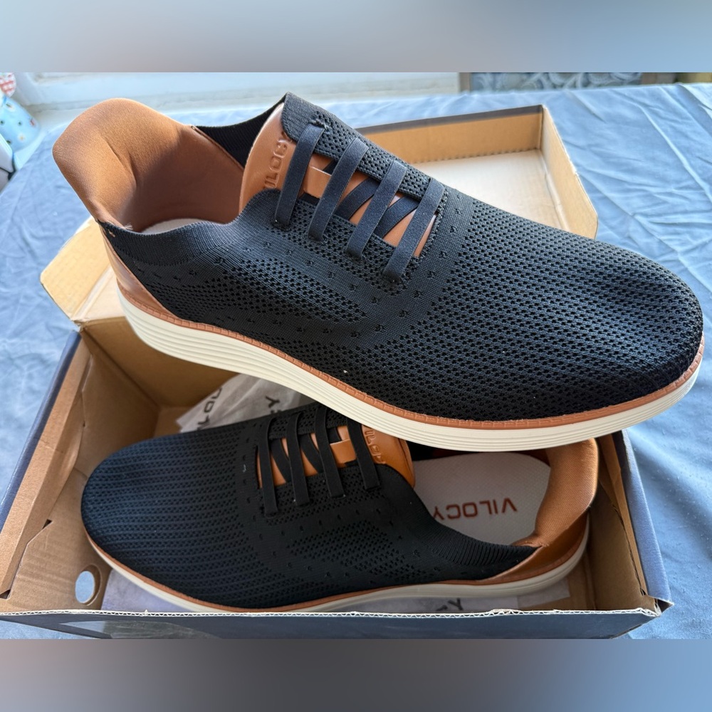 Men's Black and Tan Sneakers